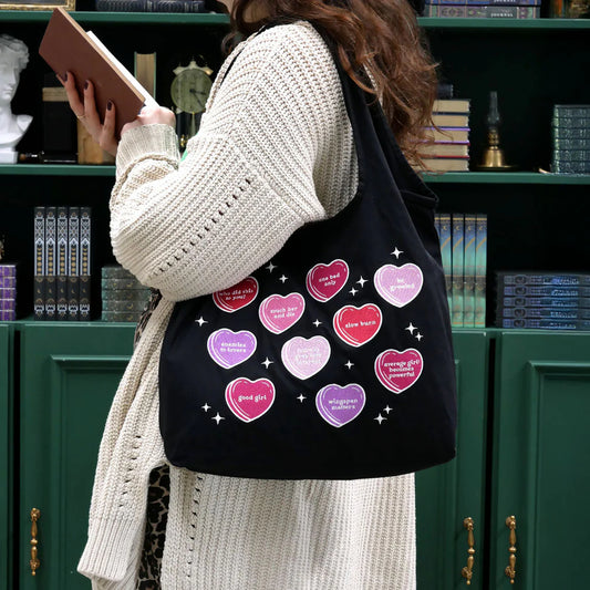 Candy Hearts Trope Tote - Black