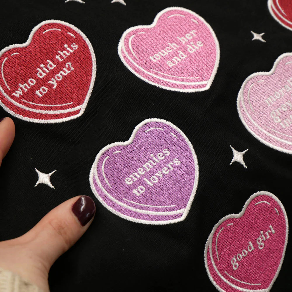 Candy Hearts Trope Tote - Black