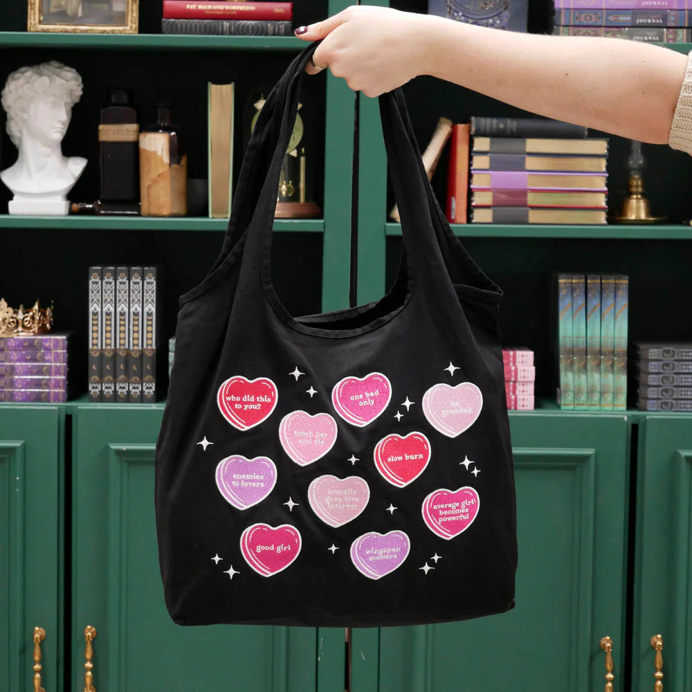 Candy Hearts Trope Tote - Black